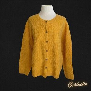 Appleseed's yellow knit button up cardigan/sweater